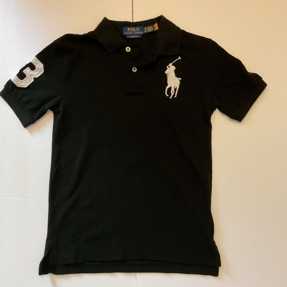 Polo Ralph Lauren Big Pony Cotton Mesh Polo Black Boy’s Kid’s Shirt Top Sz 7 S